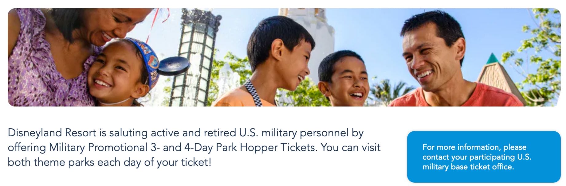Disneyland Military Discount Discounted Tickets Military Veterans