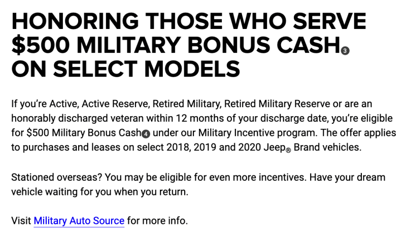 Jeep Military Veteran Discounts