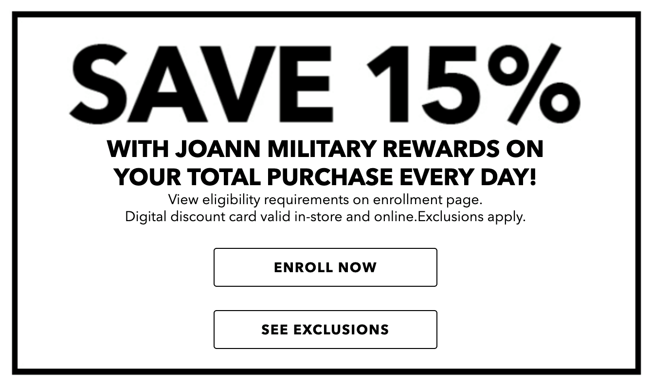 JoAnn Fabric Military Discount 15 Off Military Veterans Discount