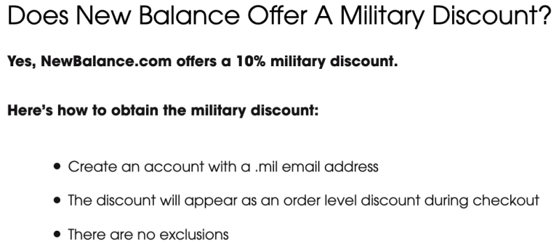 New Balance Military Veteran Discounts