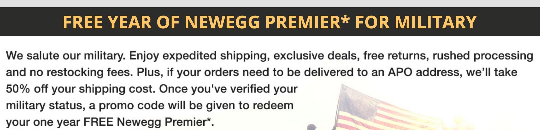 Newegg Military Discount 1 Year of Newegg Premier Military Veterans